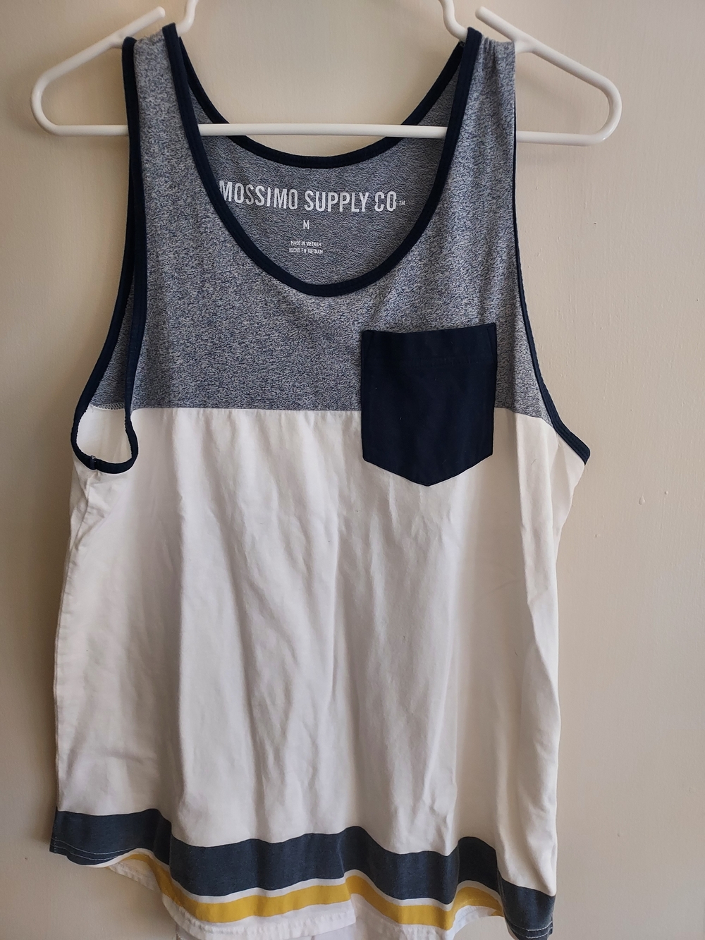 Mens Mossimo Supply Co. Colorblock Tank Top - Navy, Heather Gray & White